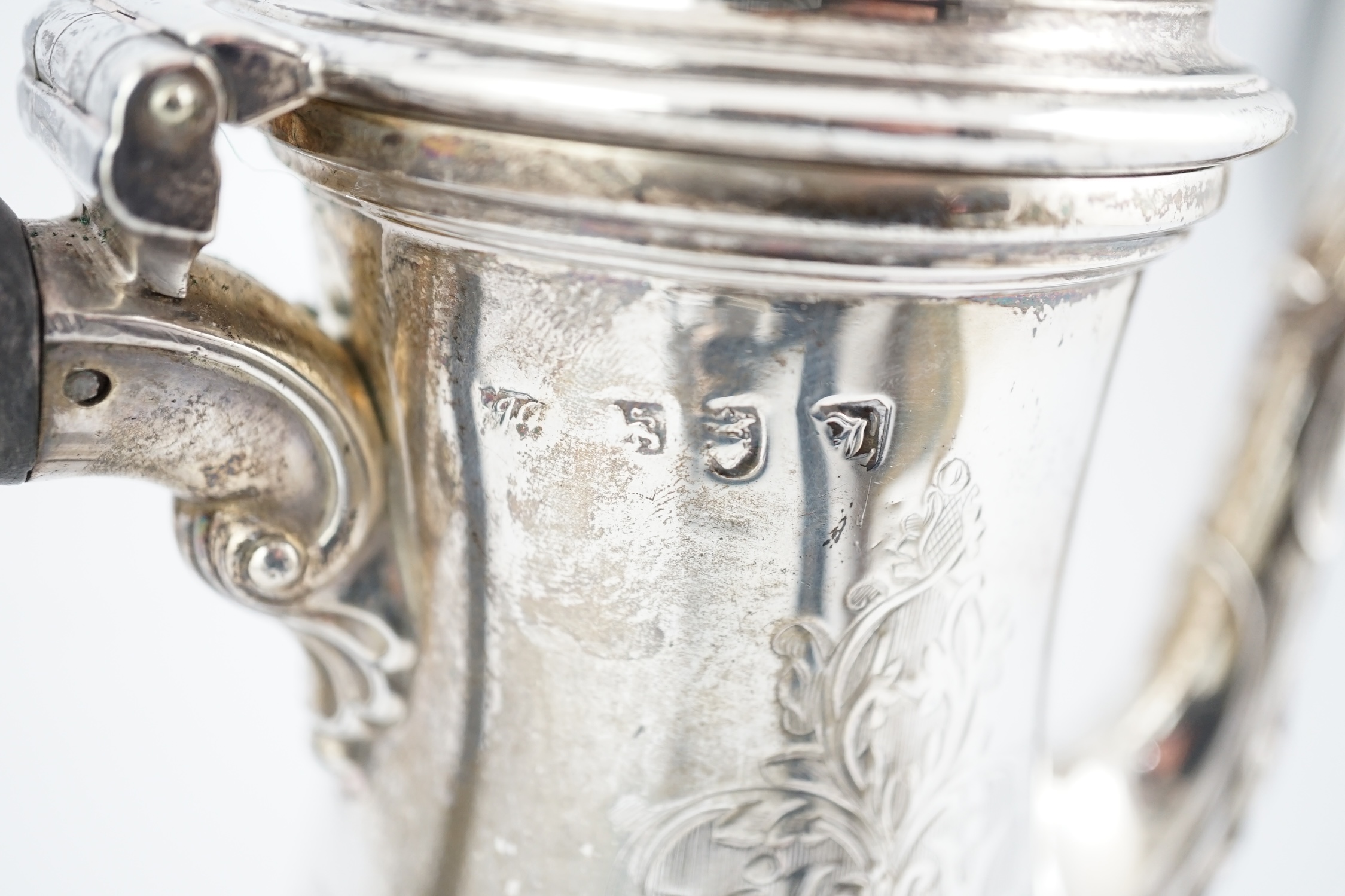 A George III silver coffee pot, by John Payne?